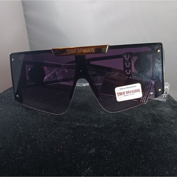 TRUE RELIGION Oversized Square Sunglasses Acetate Black Rimless main image 5